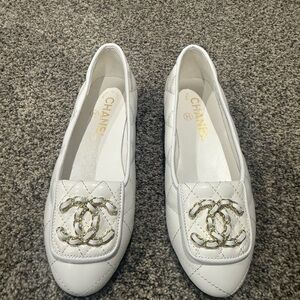 Quilted Ballet Flats with Gold Details